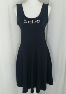bebe Black Rhinestone Tank Dress